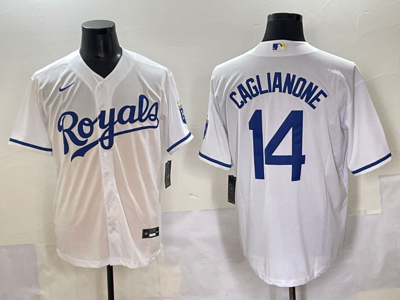 Men's Kansas City Royals Jac Caglianone #14 White Home Limited Jersey Men's Kansas City Royals Jac Caglianone #14 White Home Limited Jersey